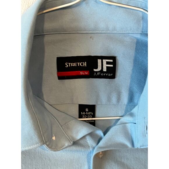 J Ferrar Button Down Blue Dress Shirt Mens S 14-14.5 32-33 - Picture 2 of 3